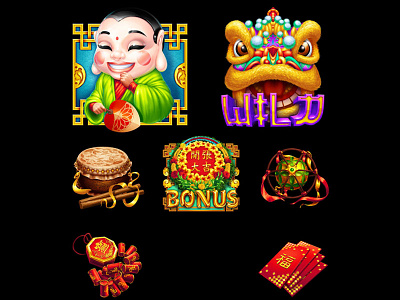 Chinese slot symbols chinese chinese art chinese culture chinese design chinese themed chinisese icon digital graphics game art game graphics illustration skit game design slot design slot game graphics slot machine design slot symbols symbols symbols design