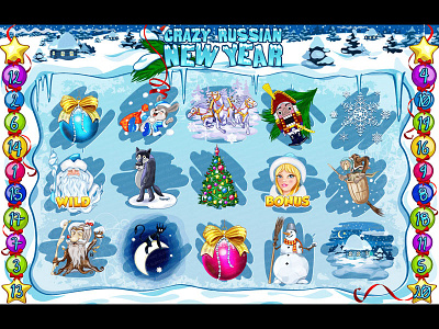 Russian New Year slot machine design digital design digital designer digital graphic design digital graphics father frost game art game design illustration illustrations new year new year slot new year themed russian russian new year slot design slot machine