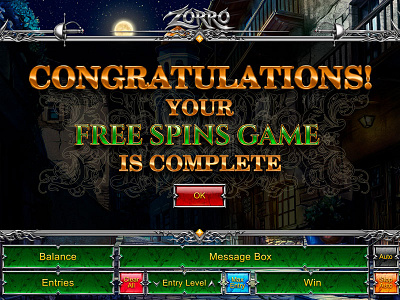 Free Spins  - Congratulatory splash screen