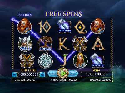 Free spins reel of a Viking themed slot