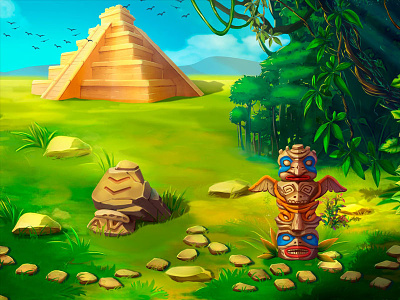 The Main Background for the Mayan Themed Game background background art background design background developer background image casino design casino designer gambling design gambling designer game art game design game designer illustration mayan slot mayan themed slot art slot design slot game art slot game design