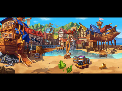 Pirates themed Game Background background background art background design background illustration game art game design illustration illustration art illustration design illustrations pirates art pirates background pirates image slot art slot design slot designer slot game art slot game background slot machine