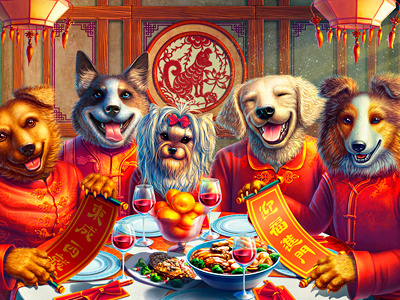 Year Of Dog animation celebrate dinner dogs online casino slot graphics slot machine art slot symbols ui design сhine