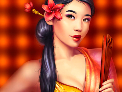 Asian Girl asian casino chine design game game art game design girl hot illustrations sexy slot slot design slot game machine slotopaint.com traditional wears