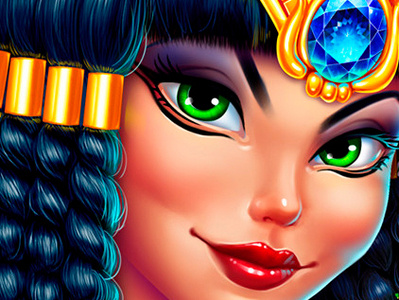 Queen Of Egypt casino cleopatra cute girl diamond egypt gold illustrations jewels slot machine slotopaint.com symbol