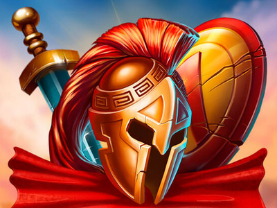 Spartan warrior casino ship battle flag eagle sparta roman coliseum arena sword shield gladiator helm symbol icon logo illustrations slotopaint.com
