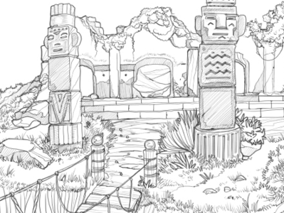 Ancient Maya background game illustrations locations maya sketch sketches slot design slot game slot machine slotopaint.com