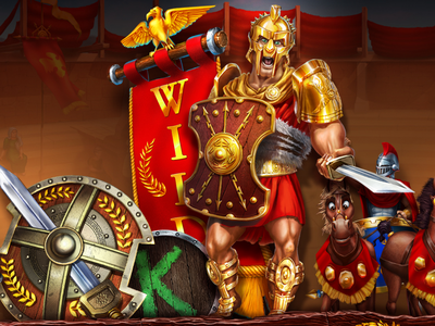 gladiator animation chariot shield eagle horse casino cartoon sword arena battle coliseum wild slot gladiator rome illustration illustrations slotopaint.com