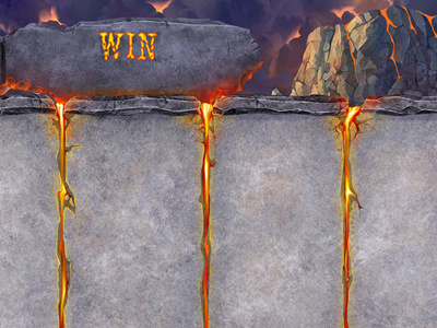 "Super Phoenix" UX Design button casino clouds design fire flame game art gamedevelopment gray hell lava mountain red rock slot design slotopaint.com smoke stones ux design volcano