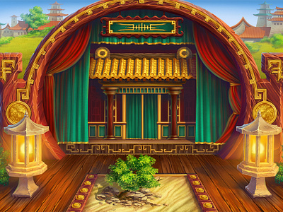 Peking Opera background for "Face Off" slot machine