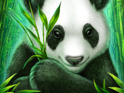 "Panda Paradise" logo for themed-slot machine animal bamboo bear casino chinese design game grass green illustration logo meal nature panda bear panda logo plants slot design slot machine slotopaint.com wild
