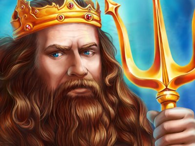 Neptune artist artwork beard character design crown digital art fairytale game art game design gold illustraion king mermaid neptune sea slot design slot game slotopaint.com trident underwater