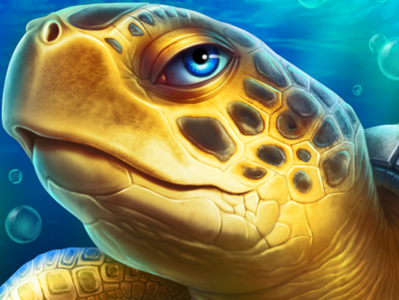 Turtle blue eyes bubbles casino character design digital art digital artist game art game development illustraion mermaid nature nemo ocean sea slot design slot machine slotopaint.com turtle underwater water