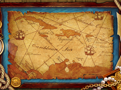 Pirates map adventure background casino coins compass design digital game art gold illustration inspiration pirates ropes sea secret ships slot design slot machine slotopaint.com treasure map