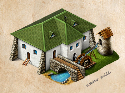 Water Mill game icons illustrations madpencil.com mill sant valentin.com sketch water mill web
