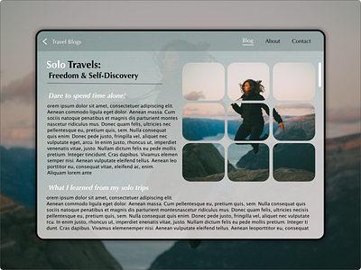 Day 035 | Blog Page 100 days challenge article page blog day 035 dayliui design freedom grid scroll travel ui ux website