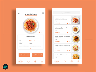 Day 043 | Food Menu 100 days challenge dailyui day 043 dayliui design food italian mobile app pasta resturant ui ux