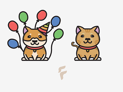 Birthday Shiba + Ginger Cat branding clean design graphics illustration logo minimal photoshop