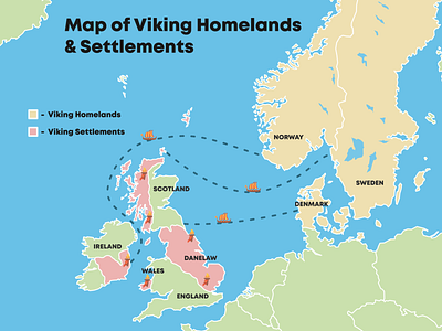 Map of Viking Homelands & Settlements - Overall Map clean design graphics illustration logo minimal photoshop ui