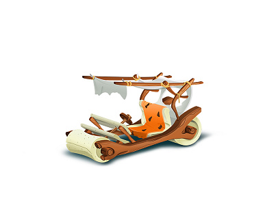The Flintmobile age car flintstone fred illustrator photshop shapes stone wood