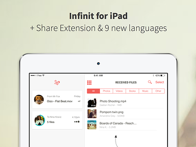 Infinit for iPad file transfer infinit ios app ipad ipad app p2p