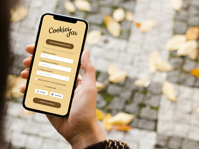 DailyUI challenge 001 - sign up - App cookies jar app daily 100 challenge daily ui dailyui dailyui 001 dailyuichallenge design mobile mockup sign up signup ui webdesign