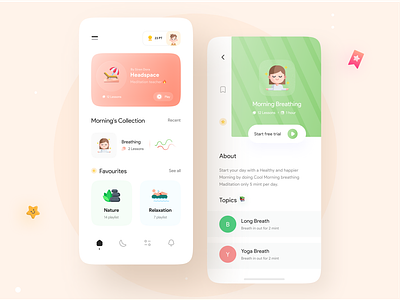 Stress Relaxation App anxiety app calming app chill chilling courses creative green illustration meditation app mindful minimal music relaxation relaxing app relief stress ui uiux yoga