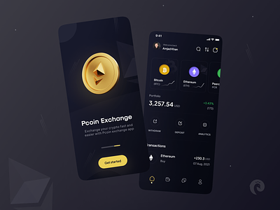 Crypto App UI bitcoin blockchain btc card chart creative credit card crypto crypto wallet cryptocurrency cuberto dark minimal nft piqo ui ui8 uidesign uiux wallet