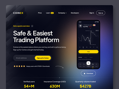 Coin exchange Web UI app bank binance blockchain clean coin crypto crypto art crypto wallet crypto website cryptocurrency ethereum finance gradient landing page minimalist nft token ui ux