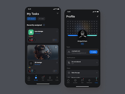 Task Management App Design ( Dark version ) by uixamjad on Dribbble