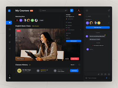 Education learning Dashboard UI (Dark mode)