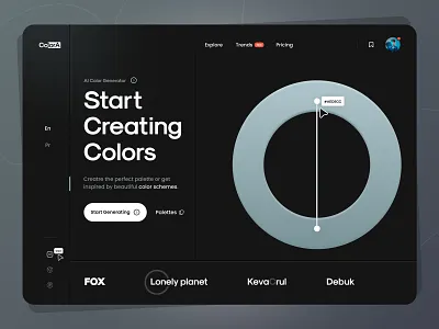 Color Generator Website landing Page color colors colour dark design golo header icons landing page minimal piqo piqodesign sajon ui ui8 userinterface ux web design website website design