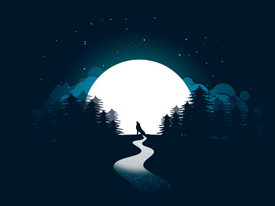 A2 Moonlight 01 design illustration landscape vector