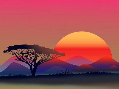 Dawn on the hills design illustration landscape vector