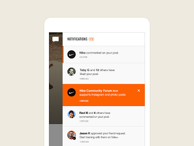 Nike Community canvas nike notifications off social tablet
