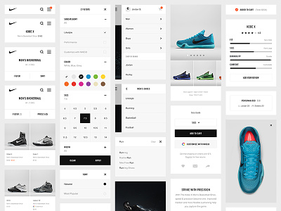 Nike.com Redesign — UI Kit ecommerce filtering gridwall header mobile navigation nike product detail reviews search sort ui kit