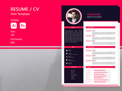 RESUME / CV TAMPLATE cv design cv resume template cv template resume resume design