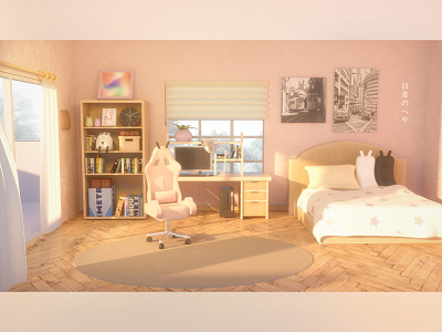 ROOMHOUSE c4d design dribbble pink room warm