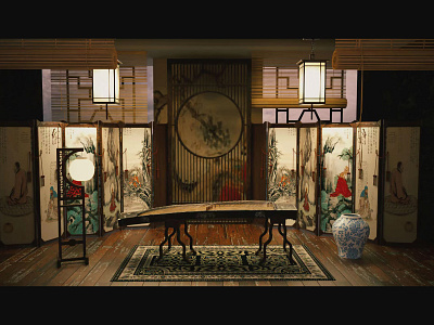 Chinese style scene design 3d c4d china design dribbble warm
