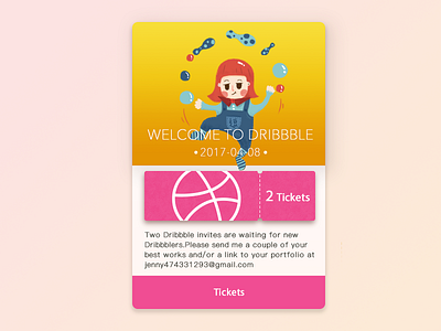 2 Invites 2 china dribbble illustration invitation invite invites yellow