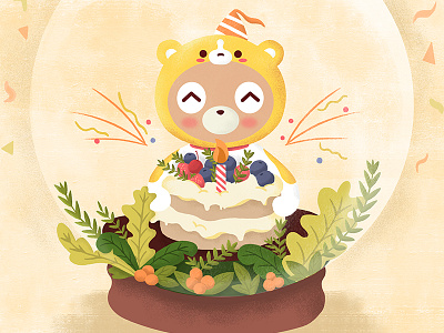 Happy birthday birthday character design dribbble illustration orange