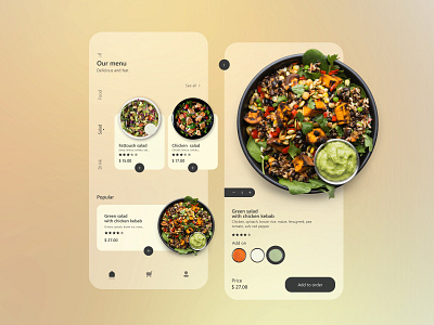Food app concept app delivery app design food app gradient illustration interface menu design salad ui ux vector web website