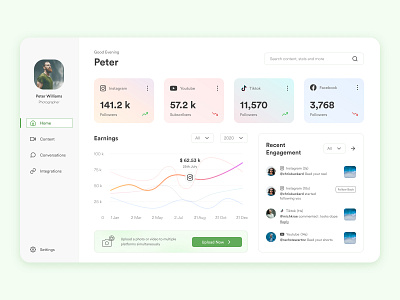 Content Creator Dashboard Concept app content creator dashboard design desktop social media ui