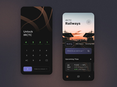 IRCTC Design Concept I app dark mode design glassmorphism indian railways irctc mobile railways ui