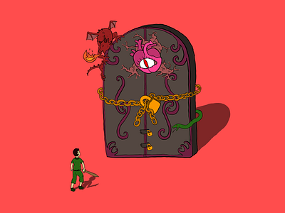 Door of Heart door dragon heart il illustration pink snake struggle