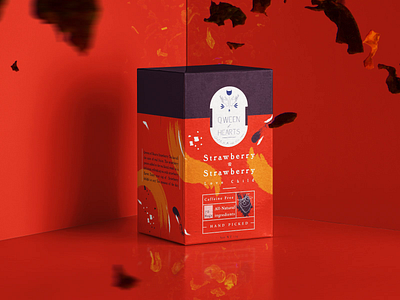 Qween of Hearts - Strawberry & strawberry Lo box branding branding design casestudy design illustration tea