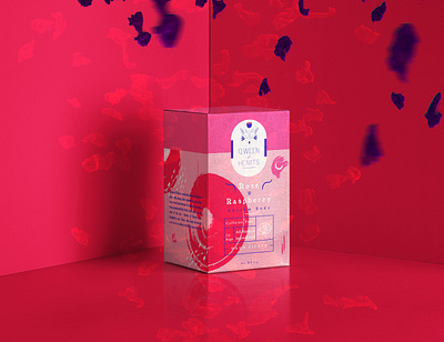 Qween of Hearts | Roese and Raspberry - Body Rhythm box branding branding design casestudy creative design illustrator logo tea vector