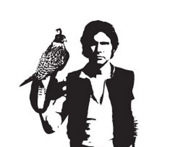 Han Solo and the Millenium Falcon banksy illustration star wars wall vinyl