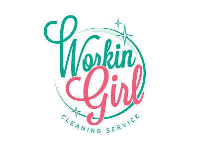 Workin Girl Logo bubble clean cleaning logo pink playful service sparkles
