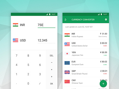 Currency Converter for Android android l clean currency converter interface material design mobile app simple ui design